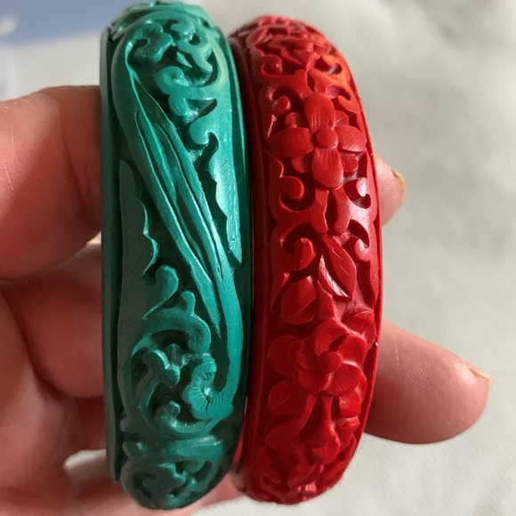 4 Bracelets Silver one can hold charms. Pinkish colored one from Holts. - Picture 4 of 6